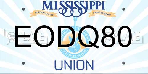 EODQ80 Mississippi License Plate