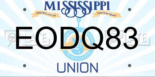 EODQ83 Mississippi License Plate