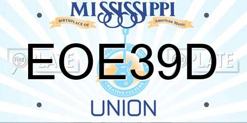 EOE39D Mississippi License Plate