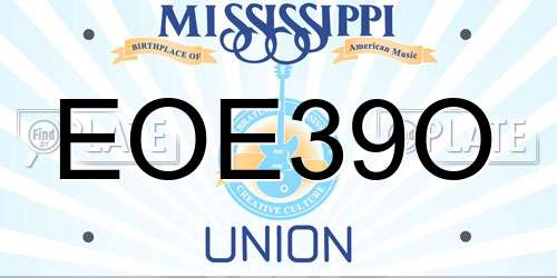 EOE39O Mississippi License Plate