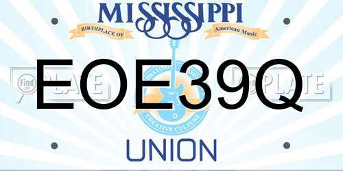 EOE39Q Mississippi License Plate