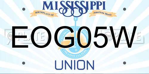 EOG05W Mississippi License Plate