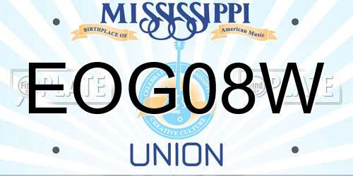EOG08W Mississippi License Plate