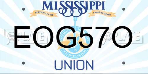 EOG57O Mississippi License Plate