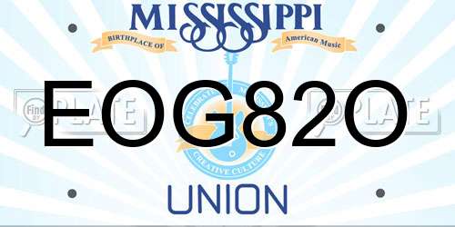 EOG82O Mississippi License Plate