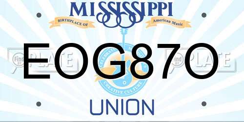EOG87O Mississippi License Plate