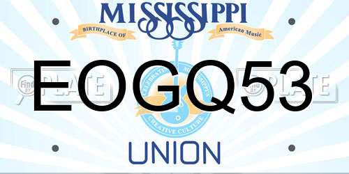 EOGQ53 Mississippi License Plate