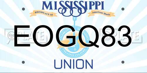 EOGQ83 Mississippi License Plate