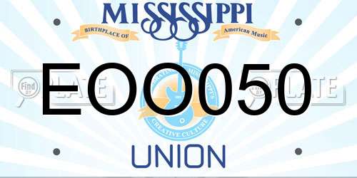 EOO050 Mississippi License Plate
