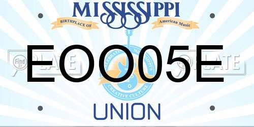 EOO05E Mississippi License Plate