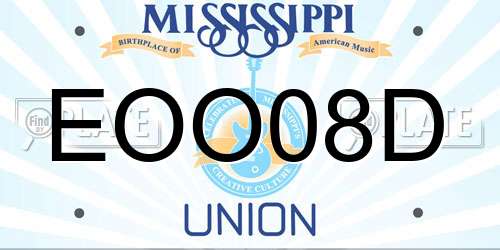 EOO08D Mississippi License Plate