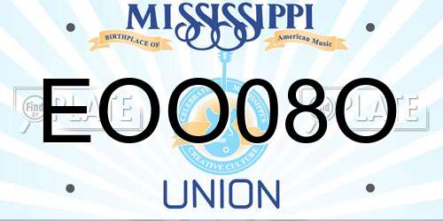 EOO08O Mississippi License Plate