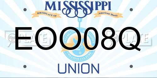 EOO08Q Mississippi License Plate