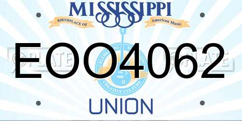 EOO4062 Mississippi License Plate