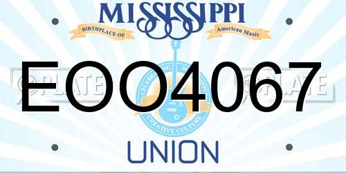 EOO4067 Mississippi License Plate