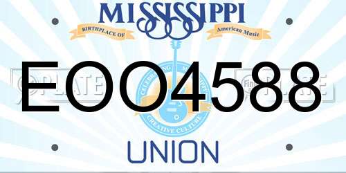 EOO4588 Mississippi License Plate