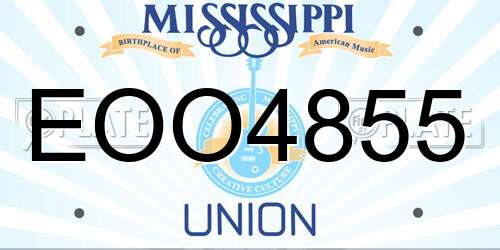 EOO4855 Mississippi License Plate