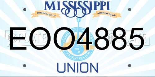 EOO4885 Mississippi License Plate