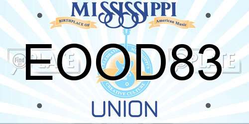 EOOD83 Mississippi License Plate