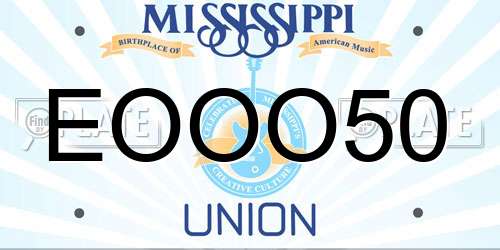 EOOO50 Mississippi License Plate