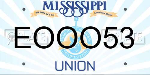 EOOO53 Mississippi License Plate
