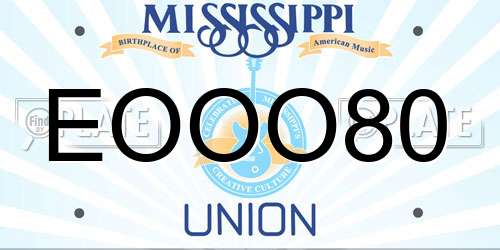 EOOO80 Mississippi License Plate