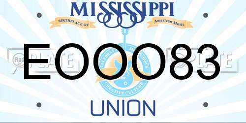 EOOO83 Mississippi License Plate