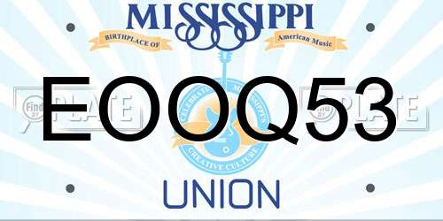 EOOQ53 Mississippi License Plate
