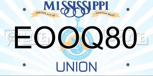 EOOQ80 Mississippi License Plate