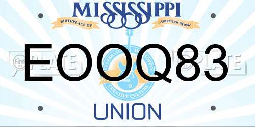 EOOQ83 Mississippi License Plate