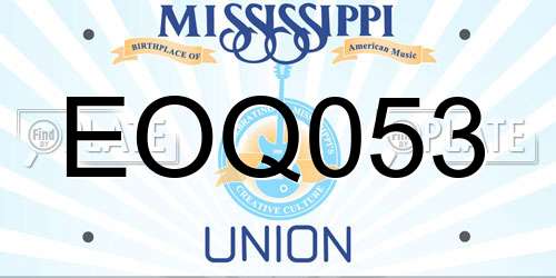 EOQ053 Mississippi License Plate