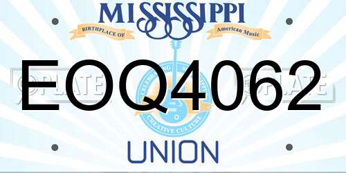 EOQ4062 Mississippi License Plate