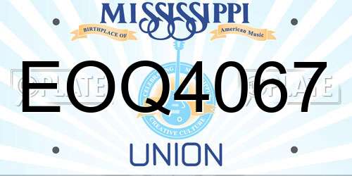 EOQ4067 Mississippi License Plate
