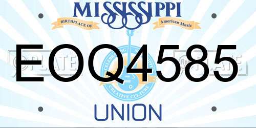 EOQ4585 Mississippi License Plate