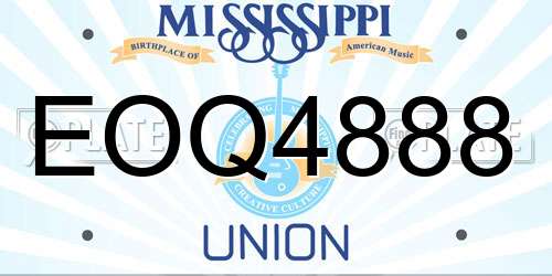 EOQ4888 Mississippi License Plate
