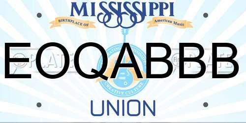 EOQABBB Mississippi License Plate