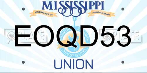 EOQD53 Mississippi License Plate