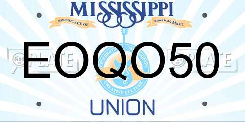 EOQO50 Mississippi License Plate