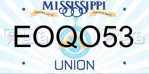 EOQO53 Mississippi License Plate