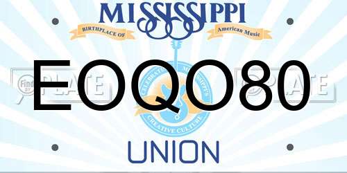 EOQO80 Mississippi License Plate