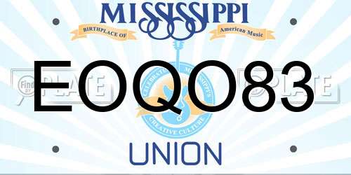EOQO83 Mississippi License Plate