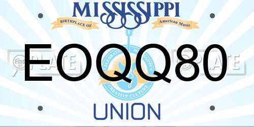 EOQQ80 Mississippi License Plate