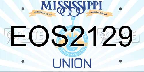 EOS2129 Mississippi License Plate