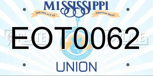 EOT0062 Mississippi License Plate