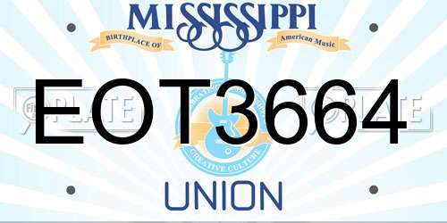 EOT3664 Mississippi License Plate