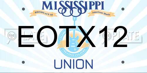 EOTX12 Mississippi License Plate