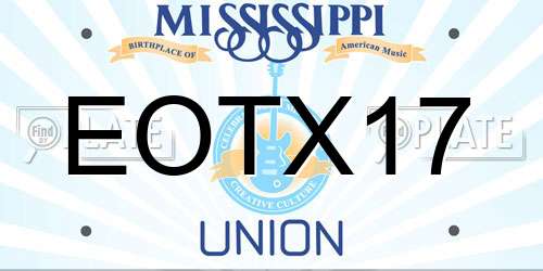 EOTX17 Mississippi License Plate