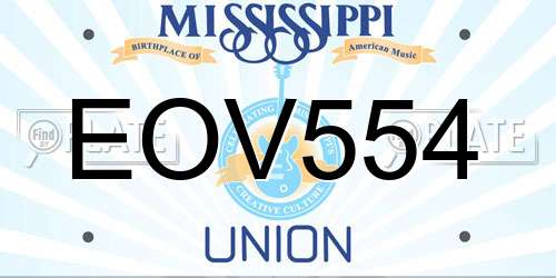 EOV554 Mississippi License Plate