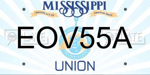 EOV55A Mississippi License Plate