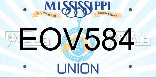 EOV584 Mississippi License Plate